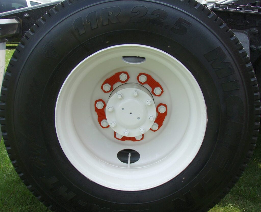 Commercial truck wheel with Zafety Lug Lock